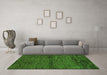 Machine Washable Abstract Green Modern Area Rugs in a Living Room,, wshabs96grn