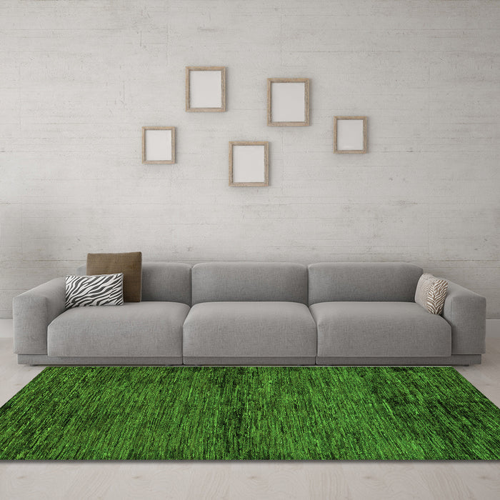Machine Washable Abstract Green Modern Area Rugs in a Living Room,, wshabs96grn