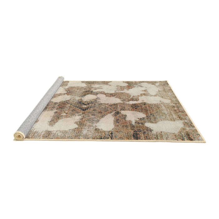 Sideview of Machine Washable Abstract Dark Almond Brown Rug, wshabs970