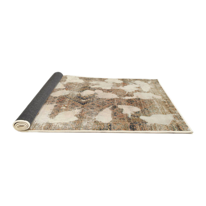 Sideview of Abstract Dark Almond Brown Modern Rug, abs970
