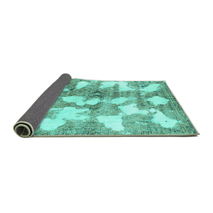 Sideview of Abstract Turquoise Modern Rug, abs970turq