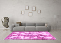 Machine Washable Abstract Pink Modern Rug, wshabs970pnk