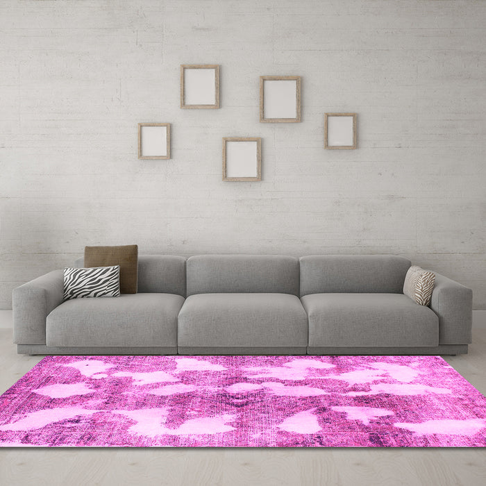 Machine Washable Abstract Pink Modern Rug in a Living Room, wshabs970pnk