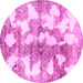 Round Machine Washable Abstract Pink Modern Rug, wshabs970pnk