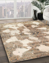 Abstract Dark Almond Brown Modern Rug, abs970