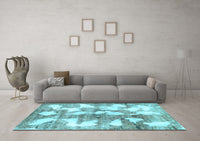 Machine Washable Abstract Light Blue Modern Rug, wshabs970lblu