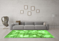 Machine Washable Abstract Green Modern Rug, wshabs970grn