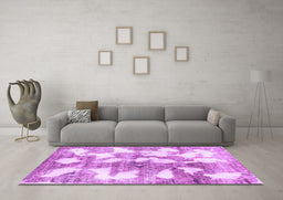 Machine Washable Abstract Purple Modern Area Rugs in a Living Room, wshabs970pur