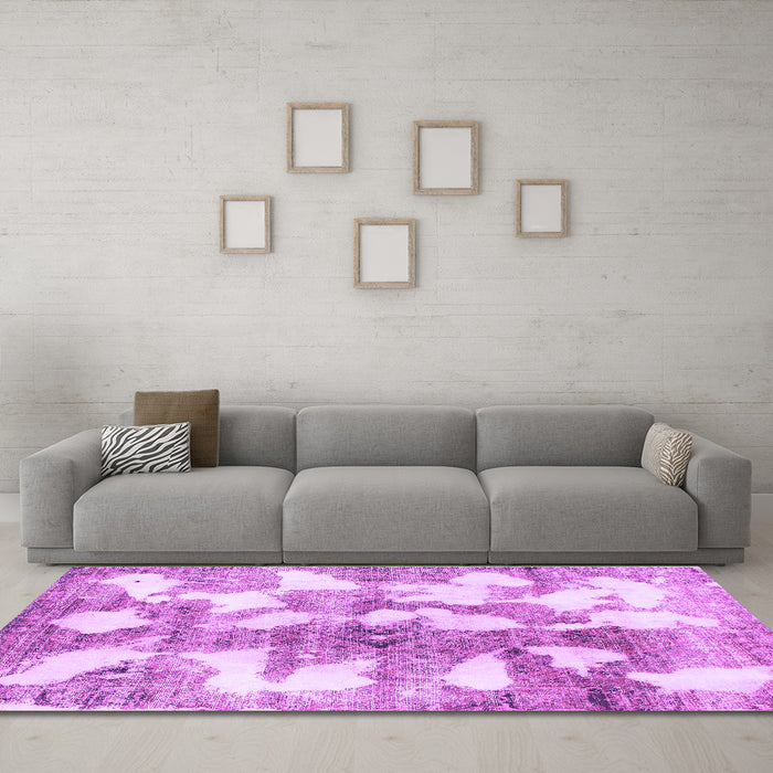Machine Washable Abstract Purple Modern Area Rugs in a Living Room, wshabs970pur