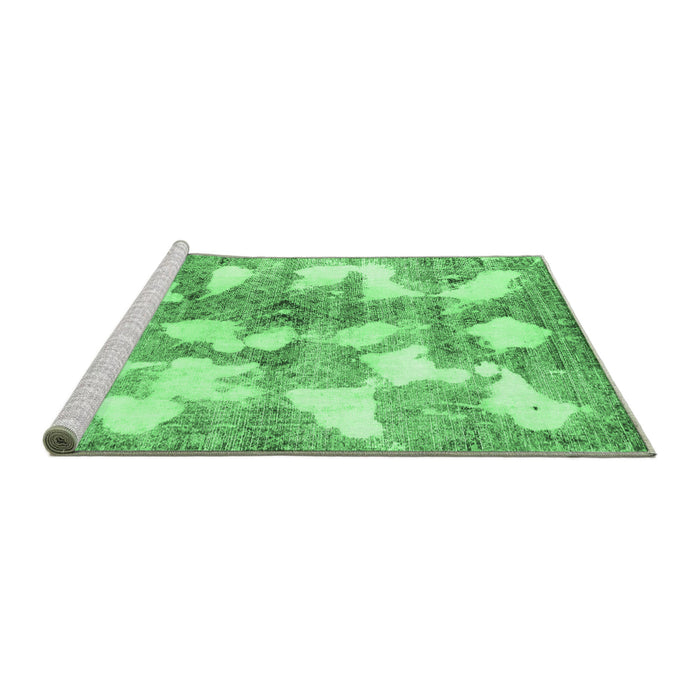 Sideview of Machine Washable Abstract Emerald Green Modern Area Rugs, wshabs970emgrn