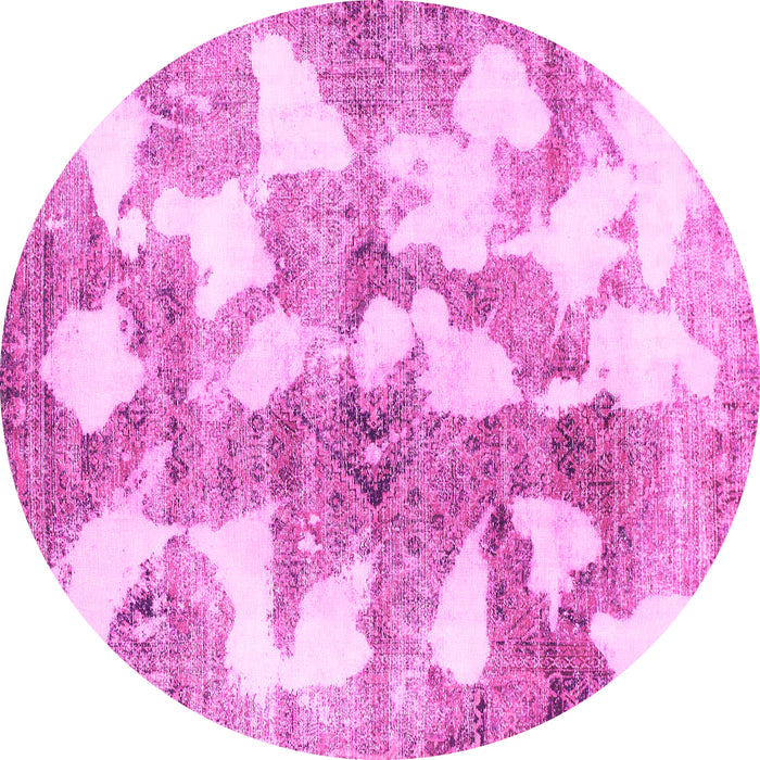 Round Abstract Pink Modern Rug, abs970pnk