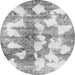 Round Machine Washable Abstract Gray Modern Rug, wshabs970gry