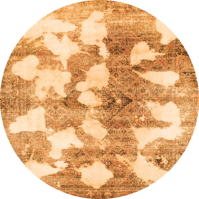 Round Machine Washable Abstract Orange Modern Area Rugs, wshabs970org