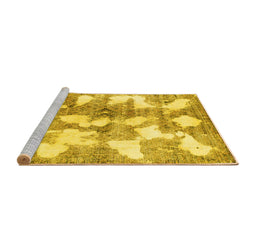 Sideview of Machine Washable Abstract Yellow Modern Rug, wshabs970yw