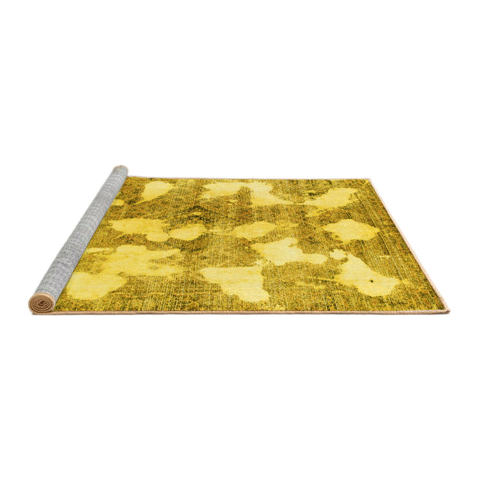 Sideview of Machine Washable Abstract Yellow Modern Rug, wshabs970yw