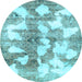 Round Machine Washable Abstract Light Blue Modern Rug, wshabs970lblu