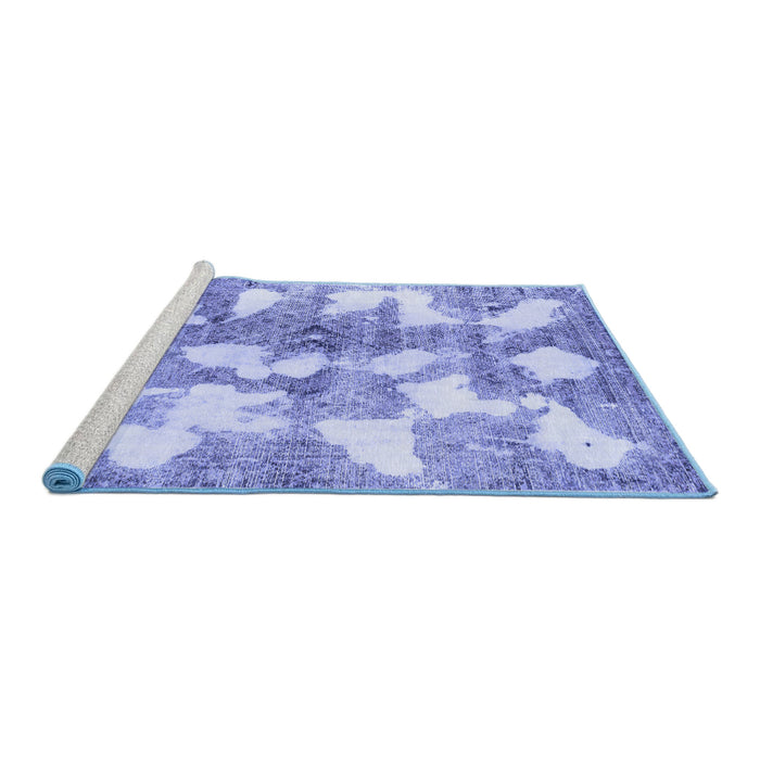 Sideview of Machine Washable Abstract Blue Modern Rug, wshabs970blu