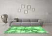 Machine Washable Abstract Emerald Green Modern Area Rugs in a Living Room,, wshabs970emgrn