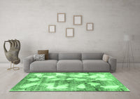 Machine Washable Abstract Emerald Green Modern Rug, wshabs970emgrn