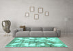 Machine Washable Abstract Turquoise Modern Area Rugs in a Living Room,, wshabs970turq