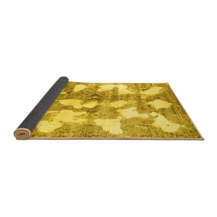 Sideview of Abstract Yellow Modern Rug, abs970yw