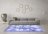 Machine Washable Abstract Blue Modern Rug, wshabs970blu