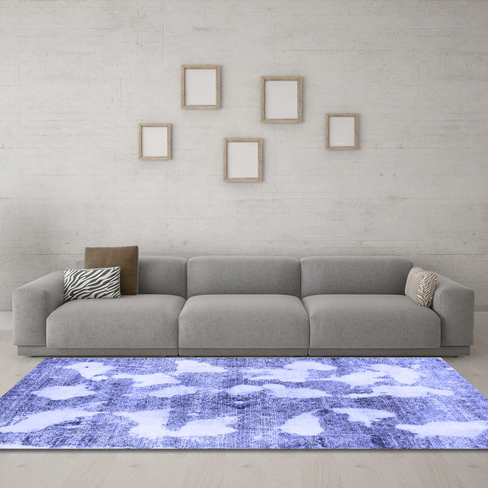 Machine Washable Abstract Blue Modern Rug in a Living Room, wshabs970blu