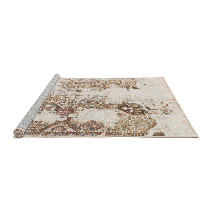 Sideview of Machine Washable Abstract Light Copper Gold Rug, wshabs971
