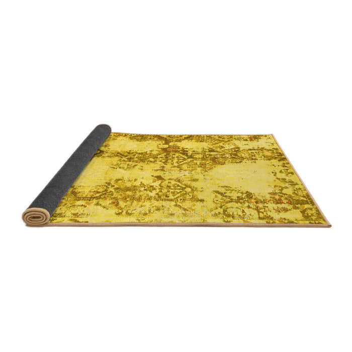 Sideview of Abstract Yellow Modern Rug, abs971yw