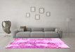 Machine Washable Abstract Pink Modern Rug in a Living Room, wshabs971pnk