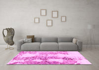 Machine Washable Abstract Pink Modern Rug, wshabs971pnk