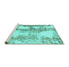 Sideview of Machine Washable Abstract Turquoise Modern Area Rugs, wshabs971turq