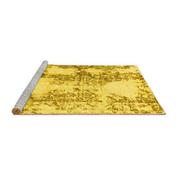 Sideview of Machine Washable Abstract Yellow Modern Rug, wshabs971yw