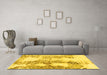 Machine Washable Abstract Yellow Modern Rug in a Living Room, wshabs971yw