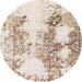 Round Machine Washable Abstract Light Copper Gold Rug, wshabs971