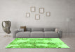 Machine Washable Abstract Green Modern Area Rugs in a Living Room,, wshabs971grn