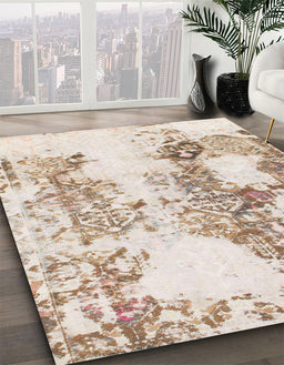 Machine Washable Abstract Light Copper Gold Rug in a Family Room, wshabs971