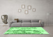 Machine Washable Abstract Emerald Green Modern Area Rugs in a Living Room,, wshabs971emgrn