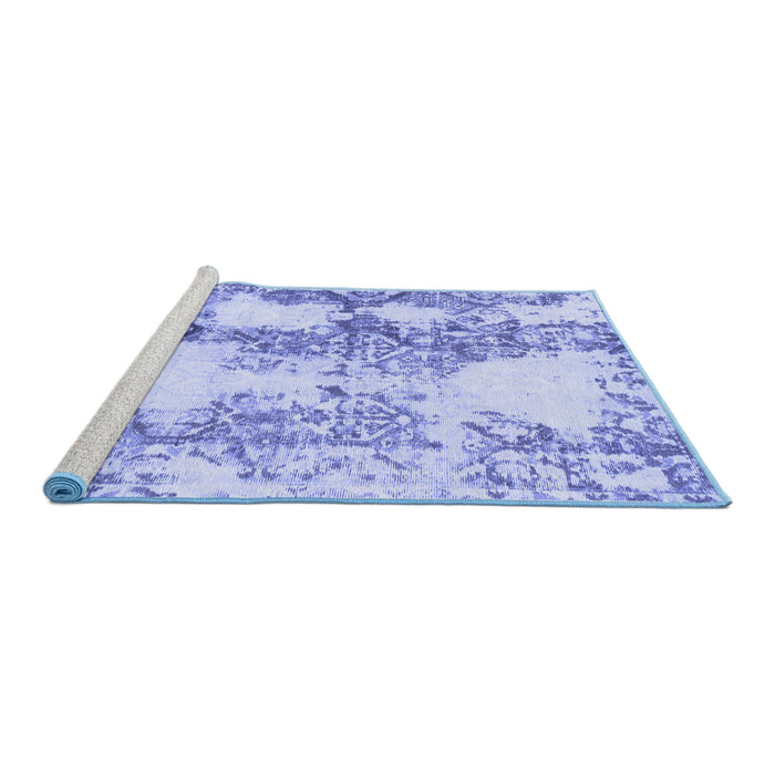 Sideview of Machine Washable Abstract Blue Modern Rug, wshabs971blu