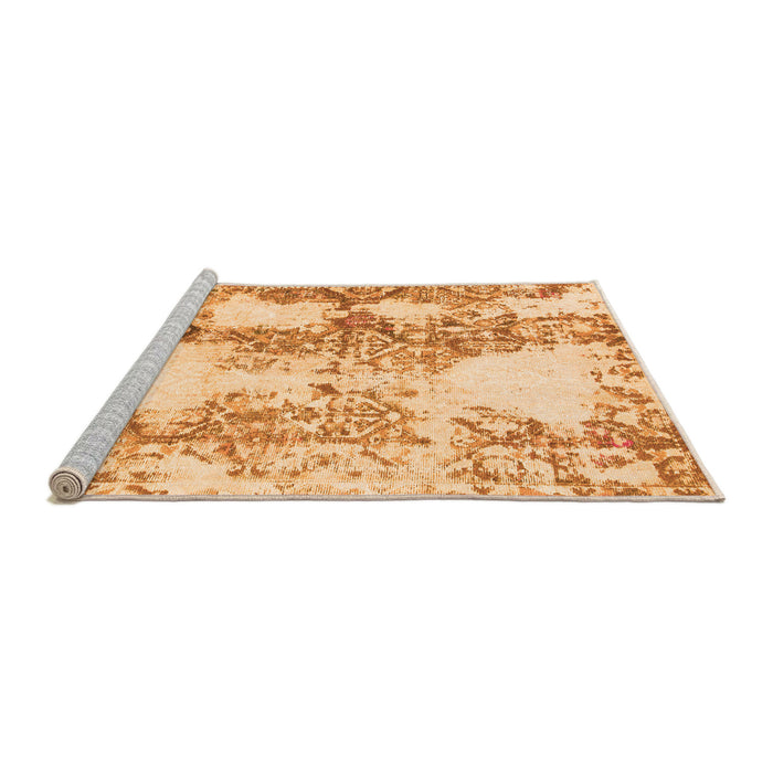 Sideview of Machine Washable Abstract Orange Modern Area Rugs, wshabs971org
