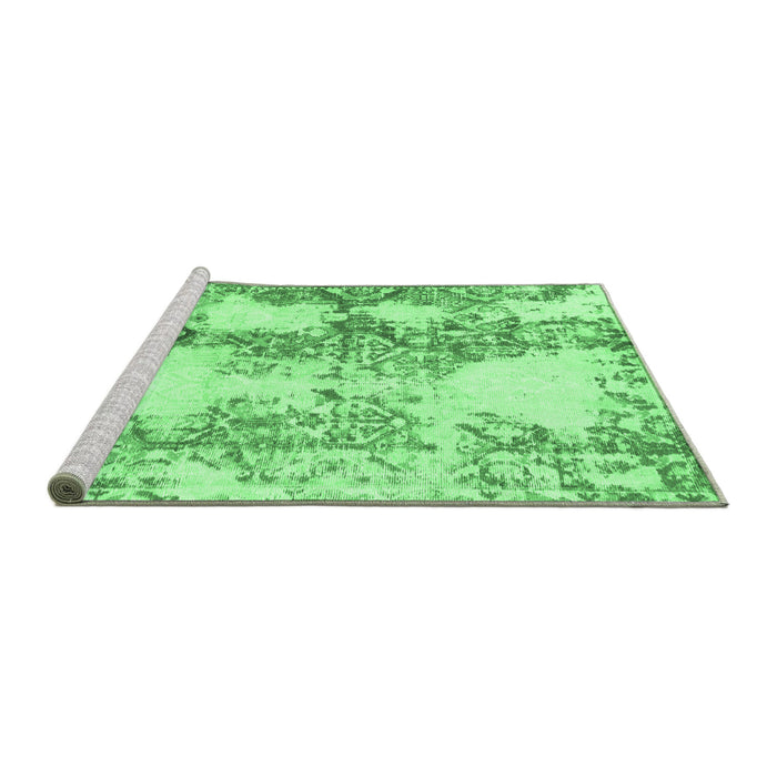 Sideview of Machine Washable Abstract Emerald Green Modern Area Rugs, wshabs971emgrn