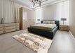 Abstract Light Copper Gold Modern Rug in a Bedroom, abs971