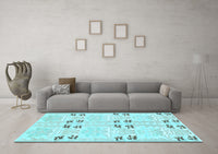 Machine Washable Abstract Light Blue Modern Rug, wshabs972lblu