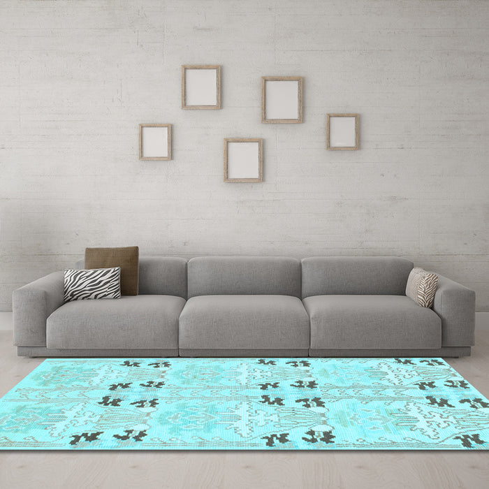 Machine Washable Abstract Light Blue Modern Rug in a Living Room, wshabs972lblu