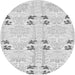 Round Machine Washable Abstract Gray Modern Rug, wshabs972gry