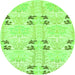 Round Machine Washable Abstract Green Modern Area Rugs, wshabs972grn