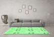 Machine Washable Abstract Emerald Green Modern Area Rugs in a Living Room,, wshabs972emgrn