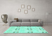 Machine Washable Abstract Turquoise Modern Area Rugs in a Living Room,, wshabs972turq