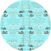 Round Abstract Light Blue Modern Rug, abs972lblu