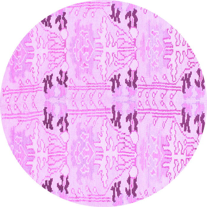 Round Machine Washable Abstract Purple Modern Area Rugs, wshabs972pur